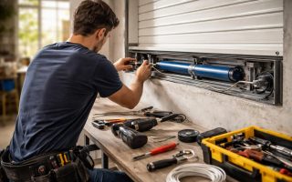 personne-installe-moteur-volet-atelier
