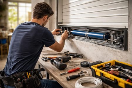 personne-installe-moteur-volet-atelier
