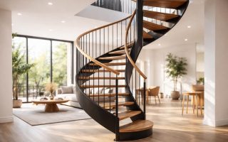 escalier-colimacon-metal-bois-salon-minimaliste