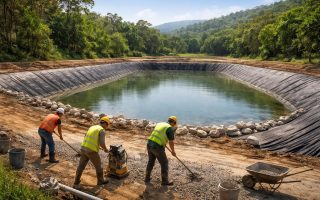 bassin-construction-ouvriers-verdure-collines