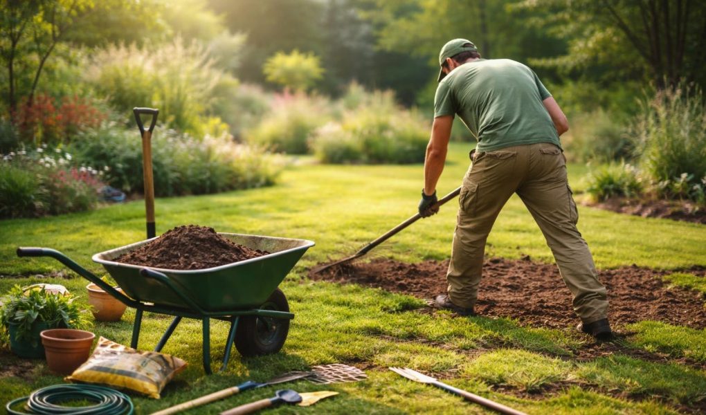 jardinier-pelouse-reamenagement-outils-brouette