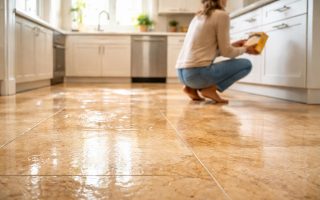 cuisine-moderne-travertin-personne-floue