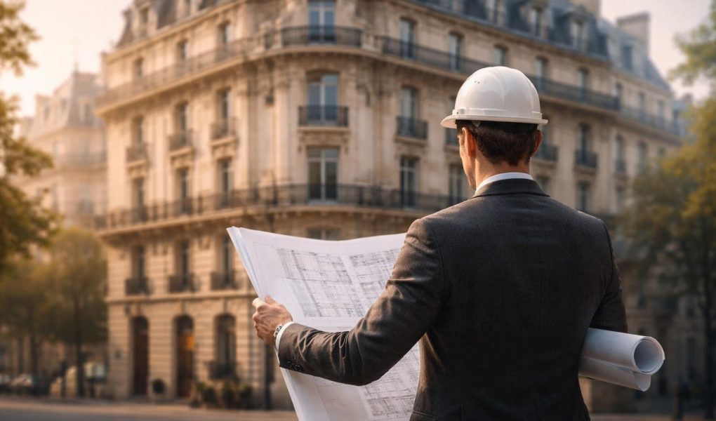 architecte-plans-immeuble-ancien-matin