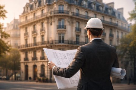 architecte-plans-immeuble-ancien-matin
