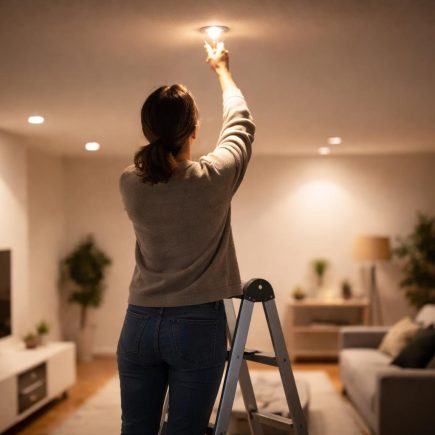 personne-escabeau-spot-plafond-salon