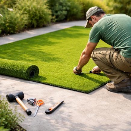 jardinier-gazon-synthetique-outils-beton