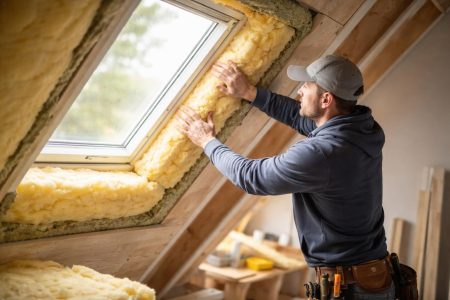 personne-poser-isolant-velux-lumiere